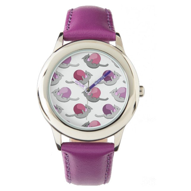 Reloj De Pulsera Gatos Lindos y Felices Jugando con Bolas (Anverso)
