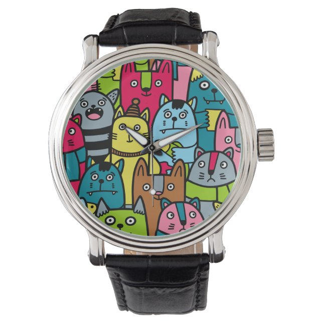 Reloj De Pulsera Gatos y gatos (Anverso)