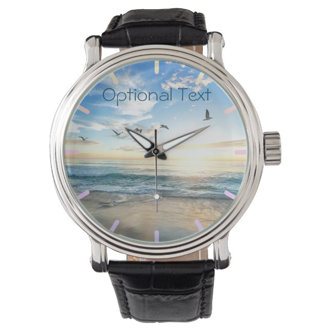 Reloj De Pulsera Gaviotas de playa matutinas (Anverso)