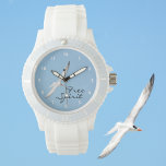 Reloj De Pulsera Gaviotas en un espíritu libre de vuelo<br><div class="desc">Inspirado por la libertad de las gaviotas en vuelo contra un cielo azul claro, este hermoso reloj puede inspirar y reconocer su espíritu libre. A los amantes de las aves o de la playa les encantará este tesoro costero. Se puede personalizar con un Nombre o Iniciales. Todas las imágenes son...</div>