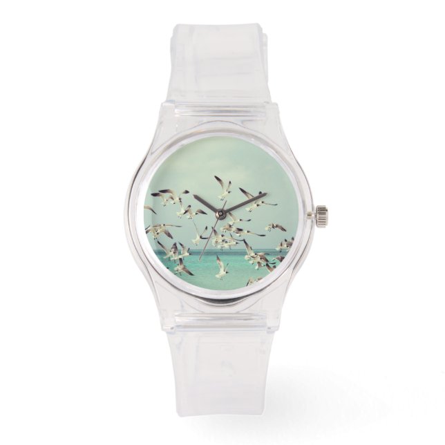 Reloj De Pulsera Gaviotas volando sobre el océano (Anverso)