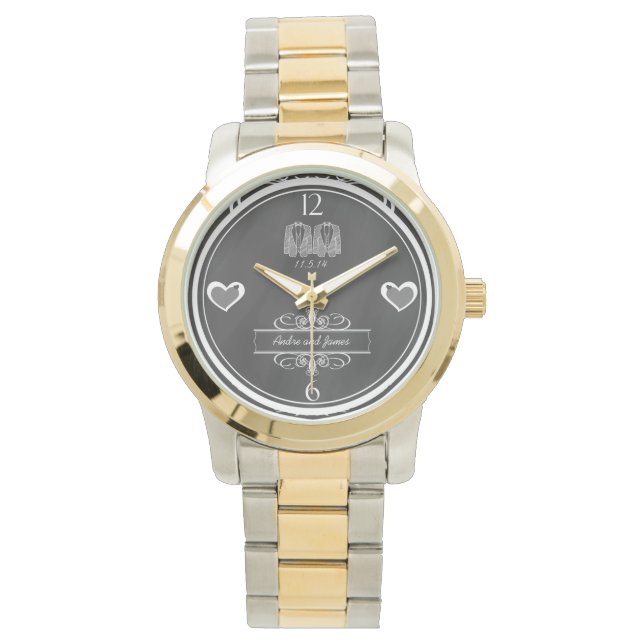 Reloj De Pulsera Gay Chalkboard Boda Keepsake Watch (Anverso)