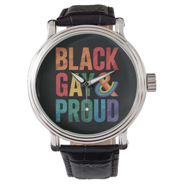 Reloj De Pulsera Gay negro y orgullosos LGBTQ Black Queers (Anverso)