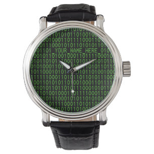 Reloj De Pulsera Geek Watch #3 Binary_TU_NAME_AERE_