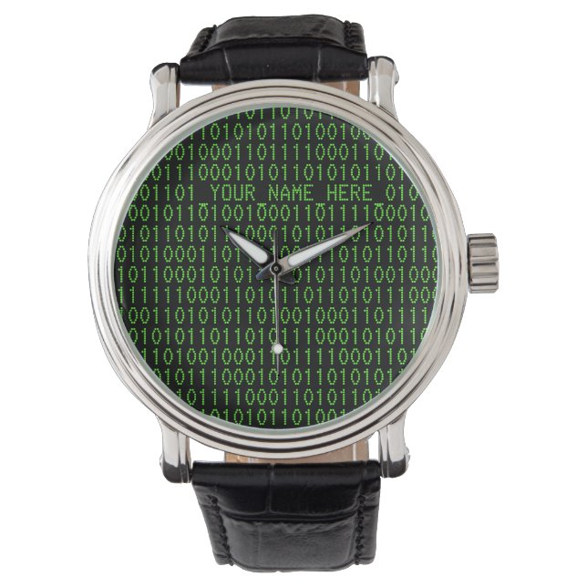 Reloj De Pulsera Geek Watch #3 Binary_TU_NAME_AERE_ (Anverso)