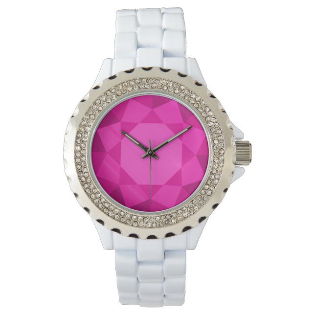 Reloj De Pulsera Gema de tormalina grande y falsa rosa (Anverso)