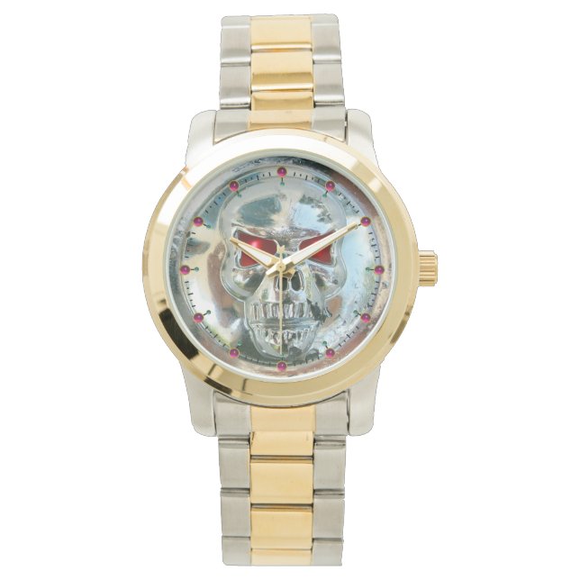 Reloj De Pulsera Gemas de rubí rojas con cráneo IMPRESO (Anverso)