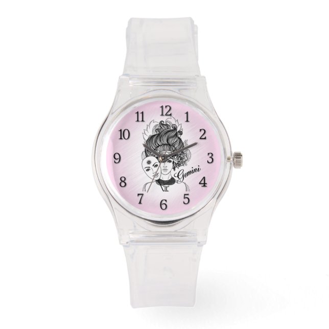 Reloj De Pulsera Gemini Masked Lady Zodiac Rosa (Anverso)