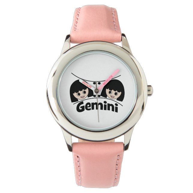 Reloj De Pulsera Gemini Rótulo Zodiac Gemini Gemelos Chicas Niños (Anverso)