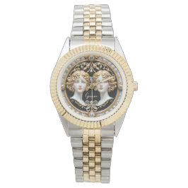 Reloj De Pulsera Gemini Twins, Pearl y Gold Personalizados