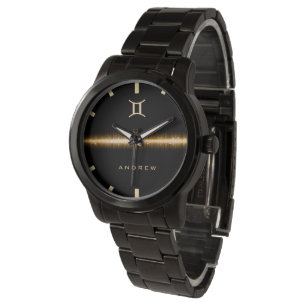 Reloj De Pulsera Gemini Zodiac Rótulo Guay Línea Luminosa Dorada Te