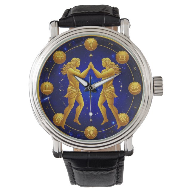 Reloj De Pulsera Géminis Gemelos En Círculo Cósmico (Anverso)