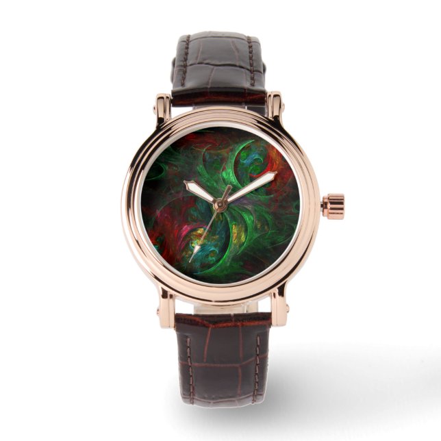 Reloj De Pulsera Génesis Arte abstracto verde (Anverso)