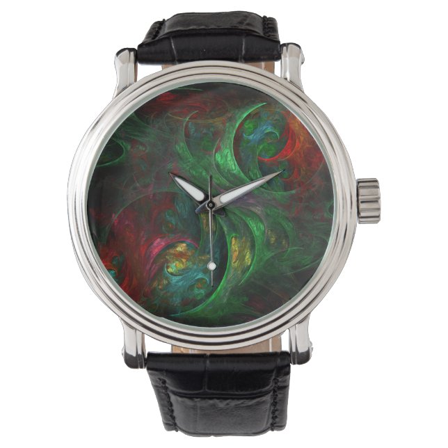 Reloj De Pulsera Génesis Arte abstracto verde (Anverso)