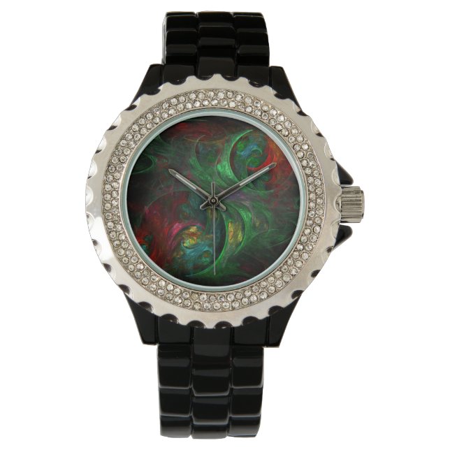 Reloj De Pulsera Génesis Arte abstracto verde (Anverso)