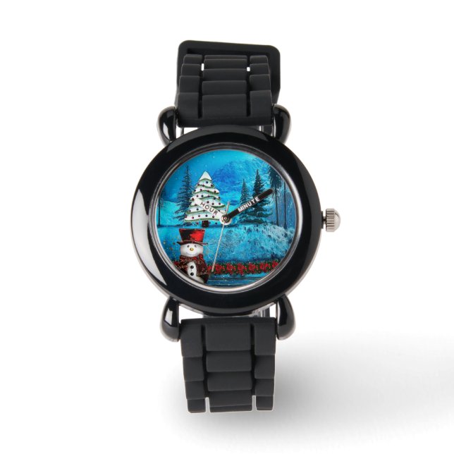 Reloj De Pulsera Gente de Navidades del lago invernal (Anverso)
