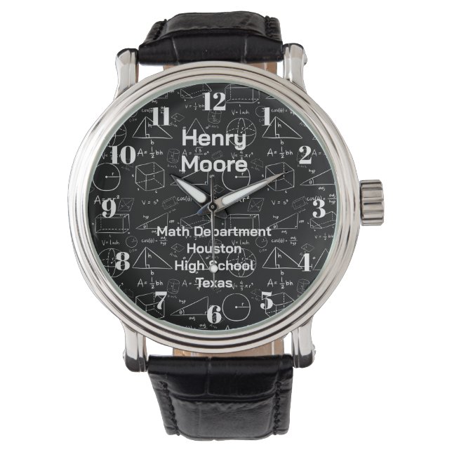Reloj De Pulsera Geometría Matemática y Personalizado Texto y nombr (Anverso)