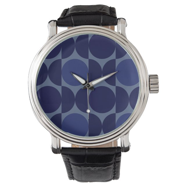 Reloj De Pulsera Geométrico azul retro (Anverso)