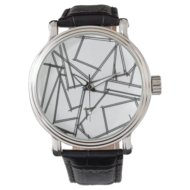 Reloj De Pulsera Geométrico Blanco Y Negro (Anverso)