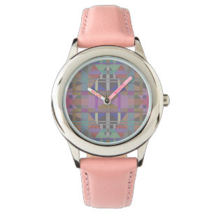 Reloj De Pulsera Geométrico rosa púrpura verde