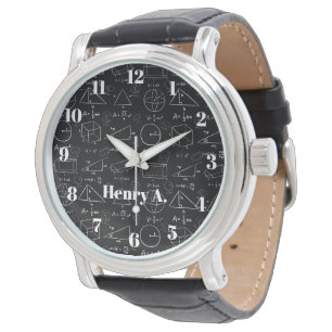 Reloj De Pulsera Geometry Math Stylish White and Black Watch