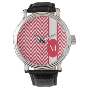 Reloj De Pulsera Geranium Elegant Chevron Design con monograma