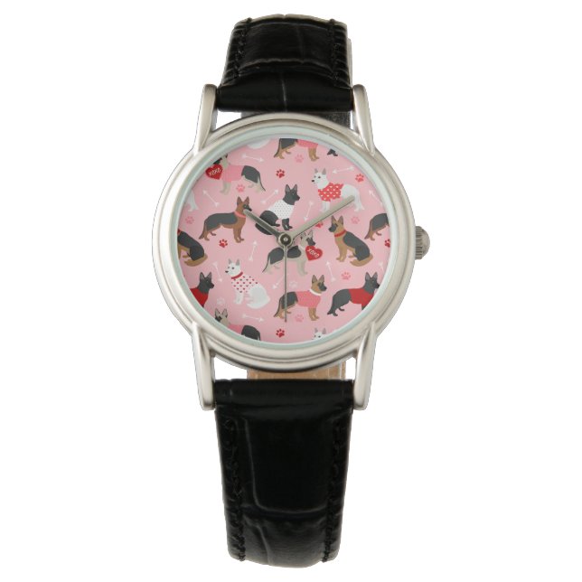 Reloj De Pulsera German Shepherd Valentine Pattern (Anverso)