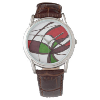 Reloj De Pulsera Gigantes suaves en rojo, verde, marrón en blanco