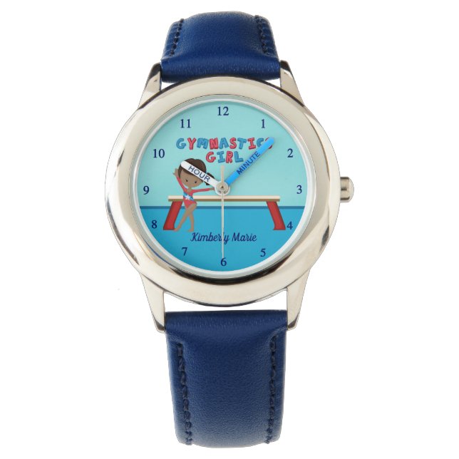 Reloj De Pulsera Gimnasia Chica de gimnasia afroamericana niños gim (Anverso)