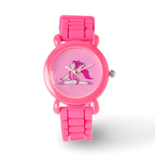 Reloj De Pulsera Gimnasta de la niña en rosa