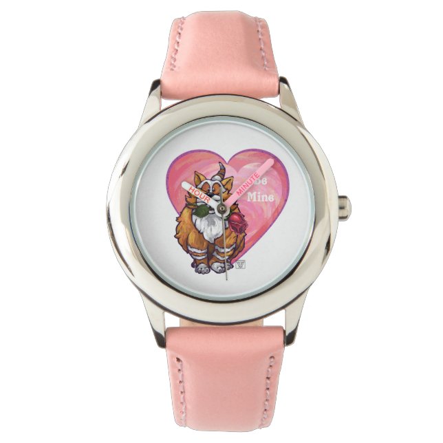 Reloj De Pulsera Ginger Cat El día de San Valentín (Anverso)