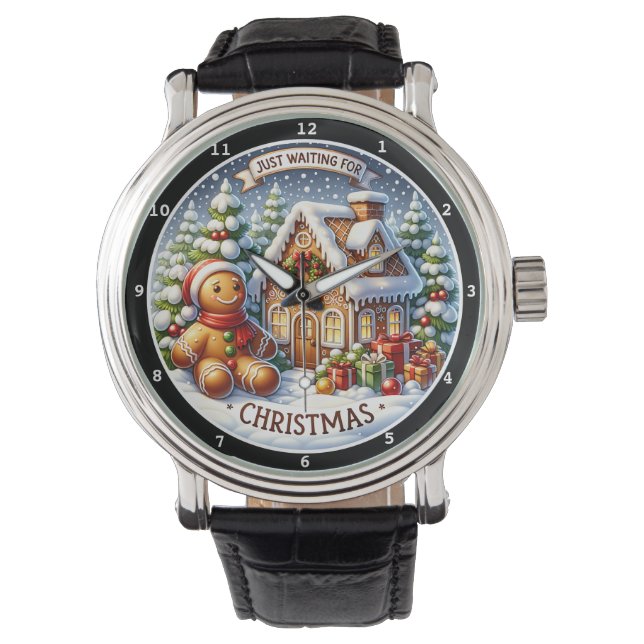 Reloj De Pulsera Gingerbread Village Charm Festive Christmas Wall  (Anverso)