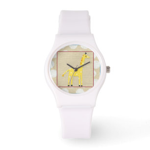 Reloj De Pulsera Girafa amarilla con puntos de polka blanco