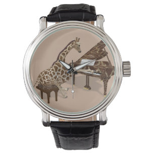 Reloj De Pulsera Girafa musical tocando el gran piano