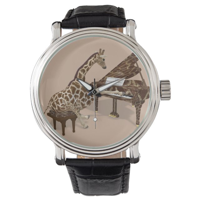 Reloj De Pulsera Girafa musical tocando el gran piano (Anverso)