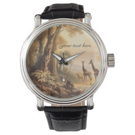 Reloj De Pulsera Girafas botánicas vintage, personalizable