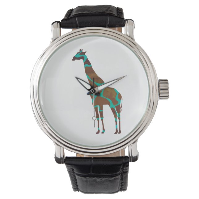Reloj De Pulsera Giraffe Brown y la impresión Verde azulada (Anverso)