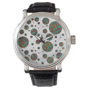 Reloj De Pulsera Giraffe Brown y la impresión Verde azulada