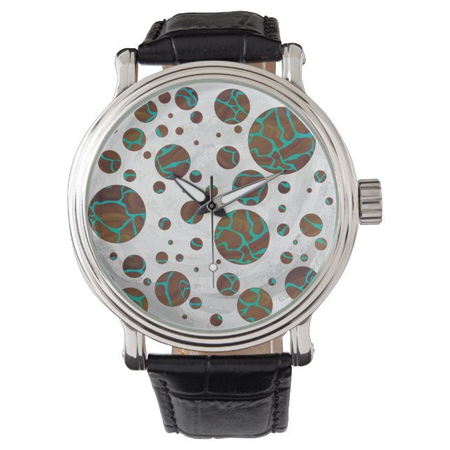 Reloj De Pulsera Giraffe Brown y la impresión Verde azulada (Anverso)