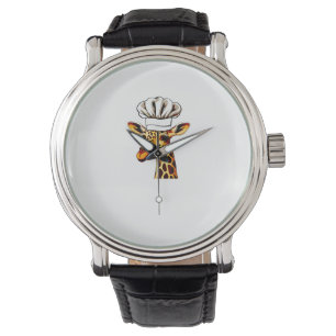 Reloj De Pulsera Giraffe del chef - Giraffe dulce en el Gorra del c