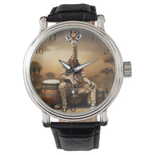 Reloj De Pulsera Giraffe Grooves: Una serenata de bongo en la saban
