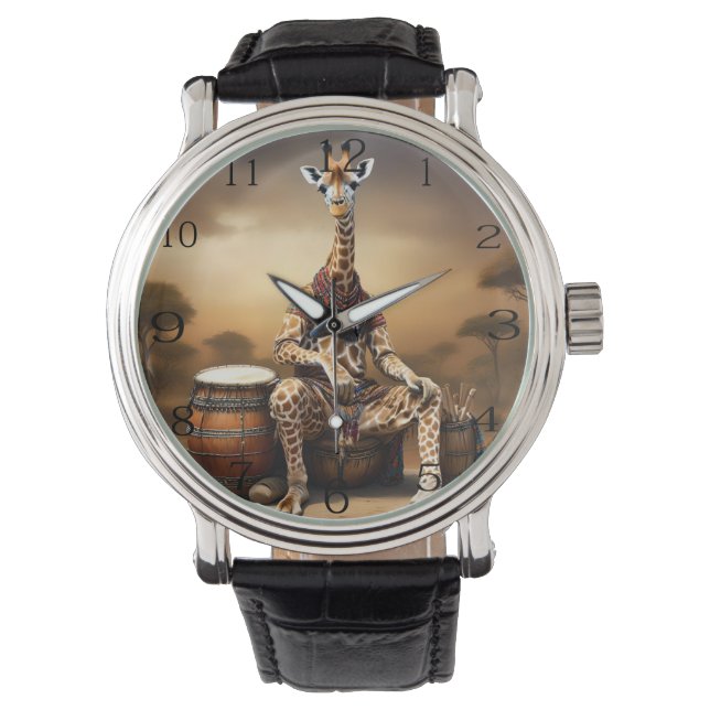 Reloj De Pulsera Giraffe Grooves: Una serenata de bongo en la saban (Anverso)