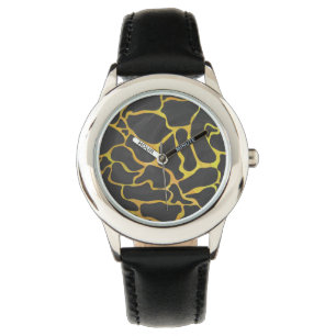 Reloj De Pulsera Giraffe Impresión negra y amarilla