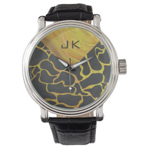 Reloj De Pulsera Giraffe Impresión negra y amarilla