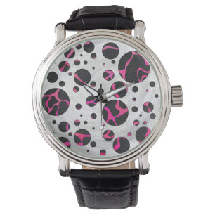 Reloj De Pulsera Giraffe Impresión rosa y negra caliente
