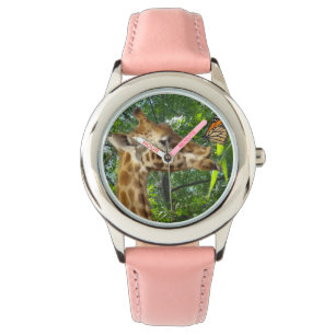 Reloj De Pulsera Giraffe Kissing Burtterfly,