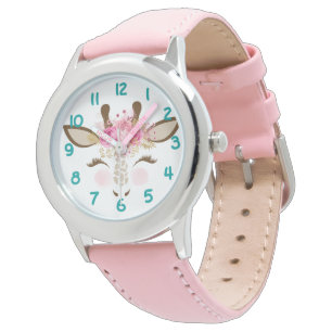 Reloj De Pulsera Giraffe rosa número de niños