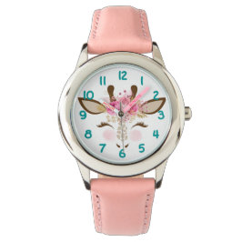 Reloj De Pulsera Giraffe rosa número de niños