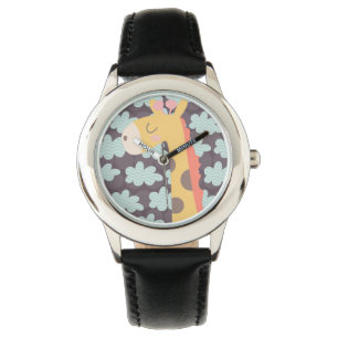 Reloj De Pulsera Giraffe y nubes