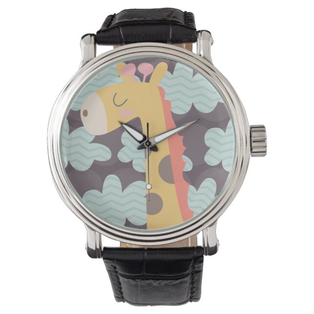 Reloj De Pulsera Giraffe y nubes (Anverso)